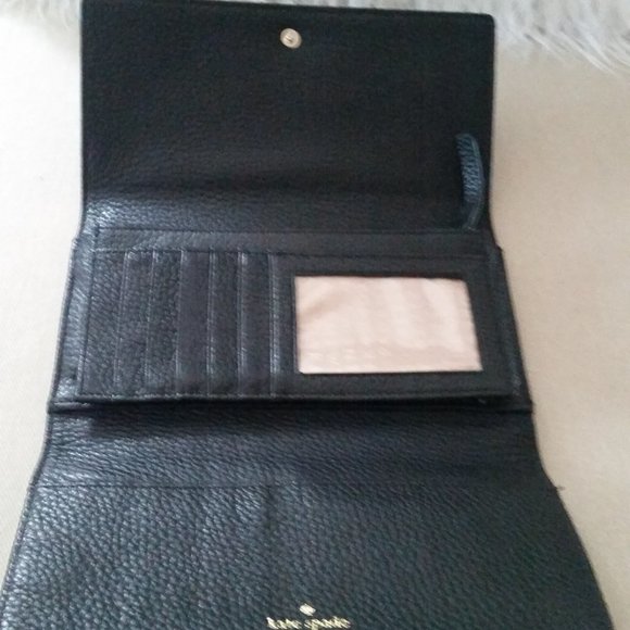 Kate Spade New York black leather tri-fold wallet - Picture 5 of 8